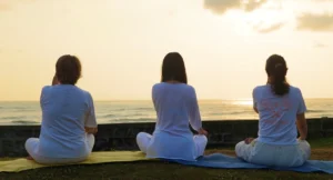 3 Person Doing Breathing Practice During the Sun Arise