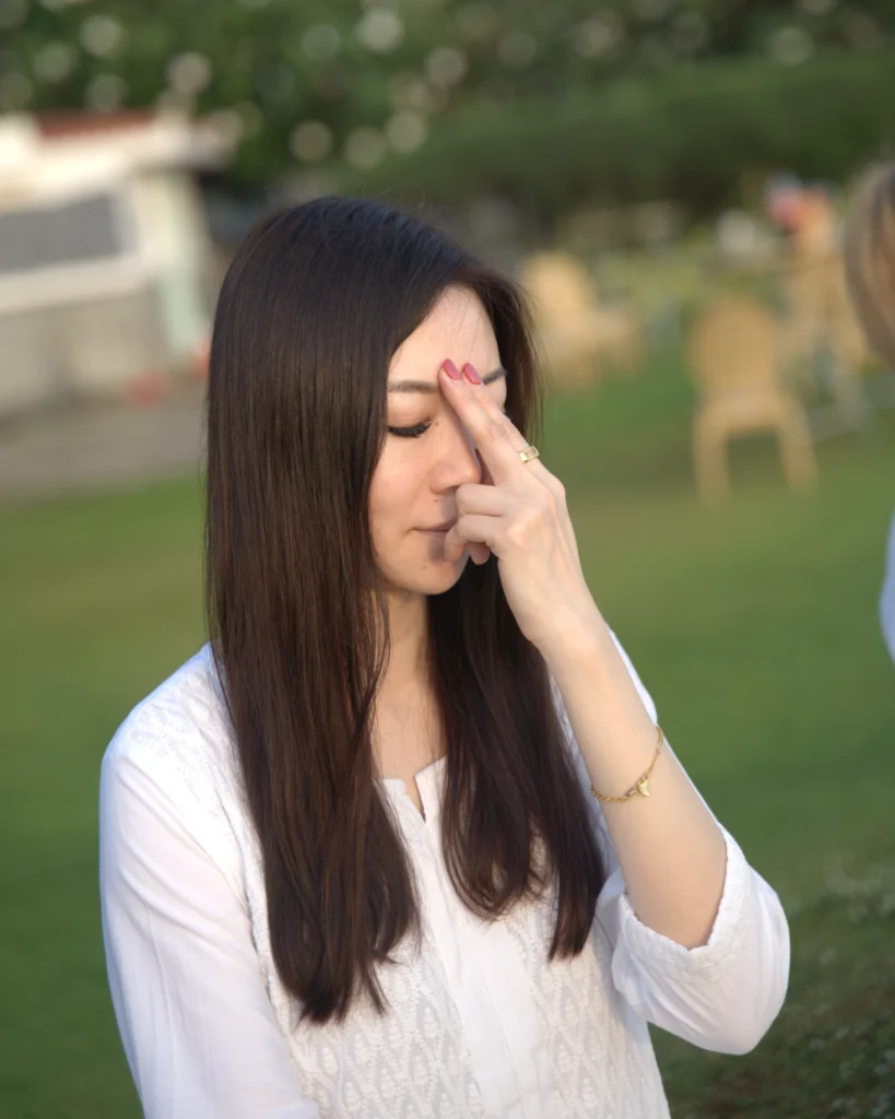 Yogic Girl Performing Breathing Kriya